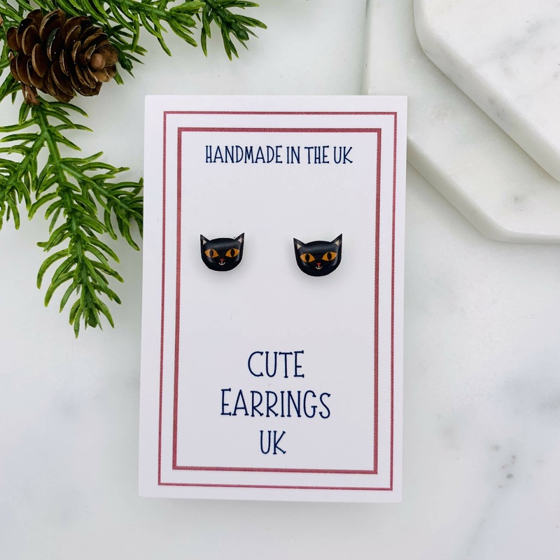 Scary Cat Stud Earrings