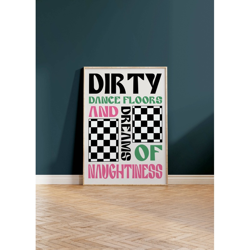 Dirty Dance Floors Print|A4|A5|A3|Black & Orange|White, Pink & Green