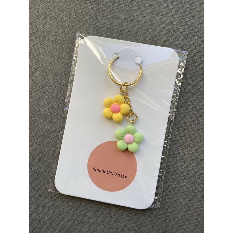 Flower Keyring Yellow and Green