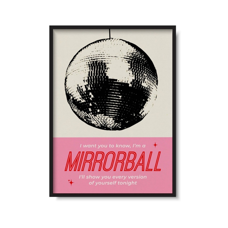 Mirrorball Print|A4|A3|A5|Pink|Green