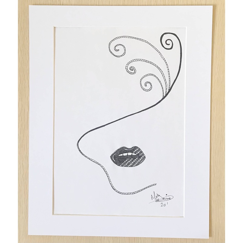 Woman with Diamante Lips|Black Mount|White Mount