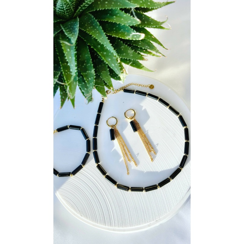 Black Agate|Necklace|Bracelet|Earrings