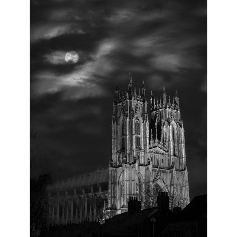 Blustery Night At Beverley Minster – Black & White