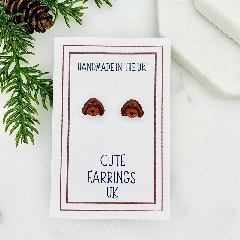Brown & Tan Cockapoo Stud earrings
