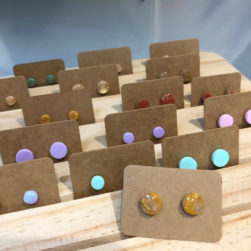 Dot Stud Polymer Clay Earrings: Medium