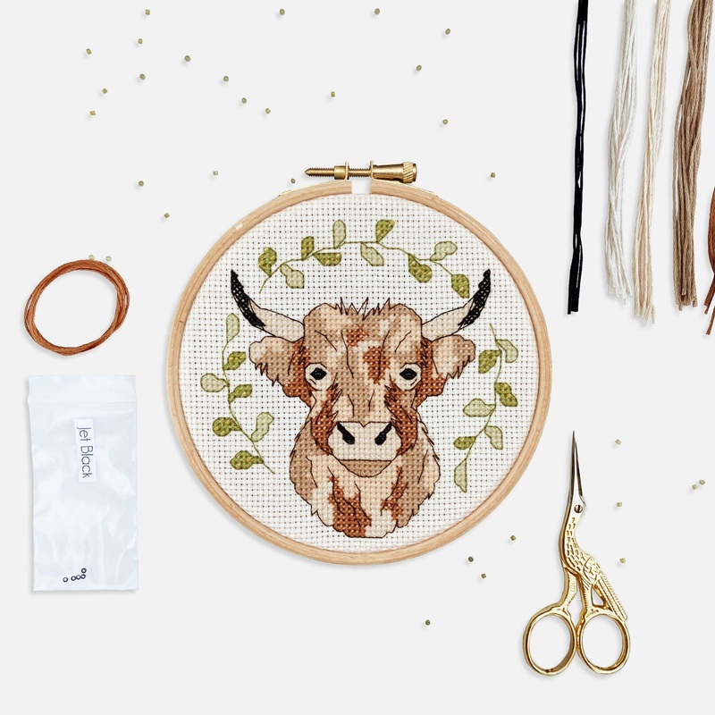 Highland Cow Cross Stitch Kit