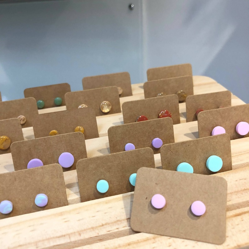 Pastel Collection; Dot Stud Polymer Clay Earrings: Small