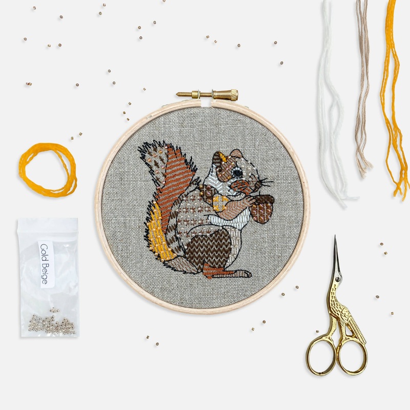 Squirrel Embroidery Kit|Natural