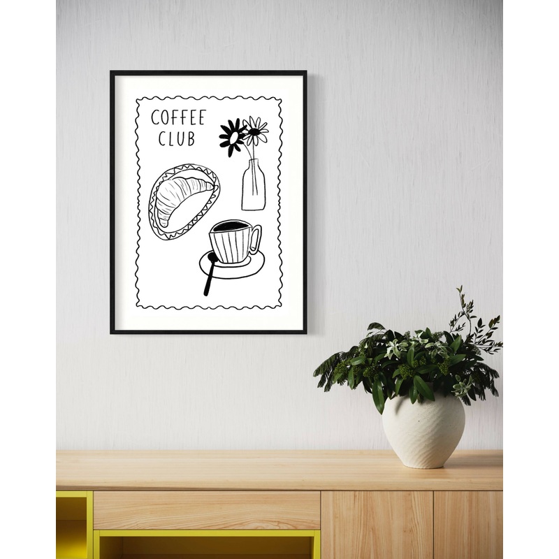 Coffee Club Print – Black & White