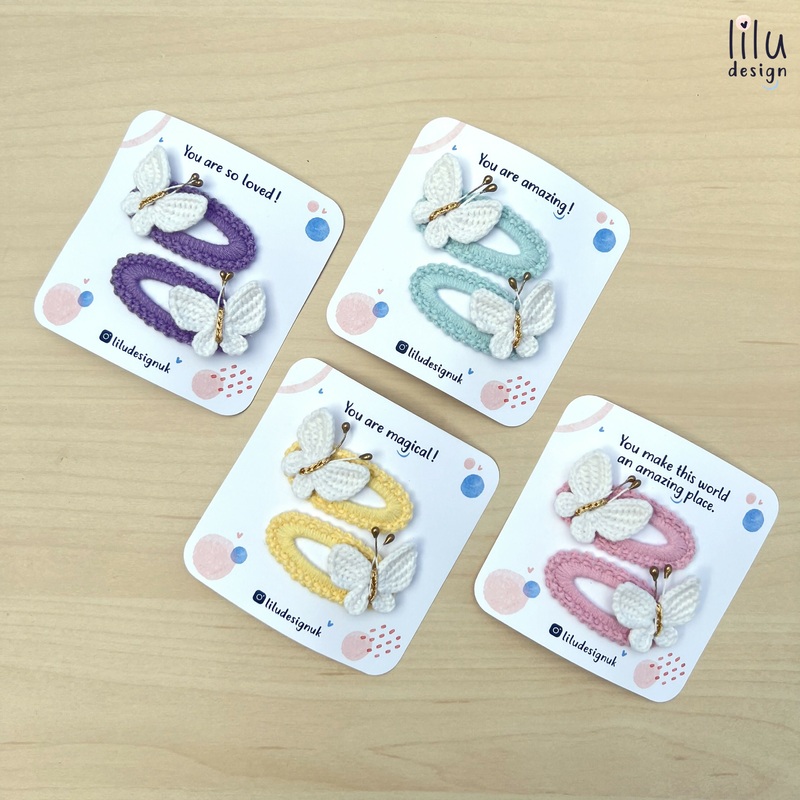 Crochet Hair Clip Set – 2 Butterflies