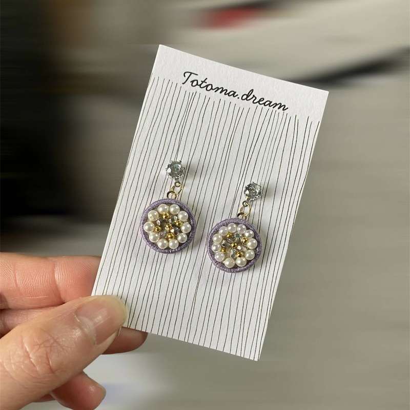 Diamond stud Crystal Embroidery Earrings (Round)