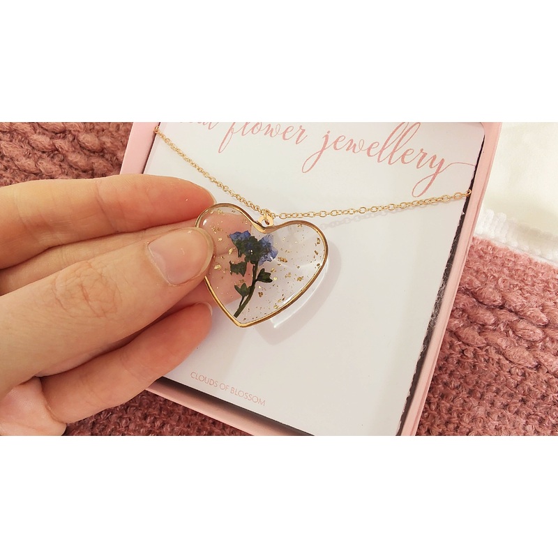Forget Me Not Heart Necklace Gold Plated
