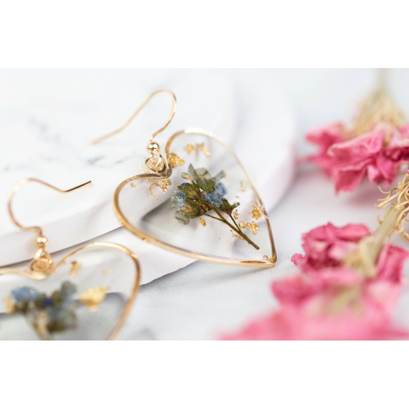 Forget Me Not Large Heart Earrings Gold Plated