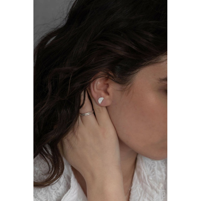 Half Moon Hammered Semi Circle Studs