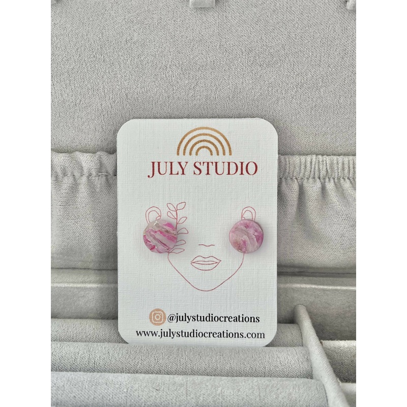Pink Marble No. 1 – Handmade Polymer Clay Earrings