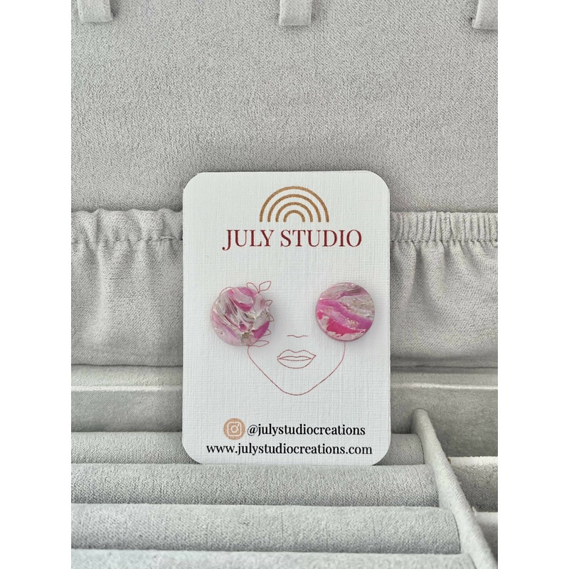 Pink Marble No. 2 – Handmade Polymer Clay Earrings