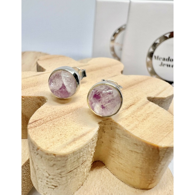 Pink Moonstone Round Studs