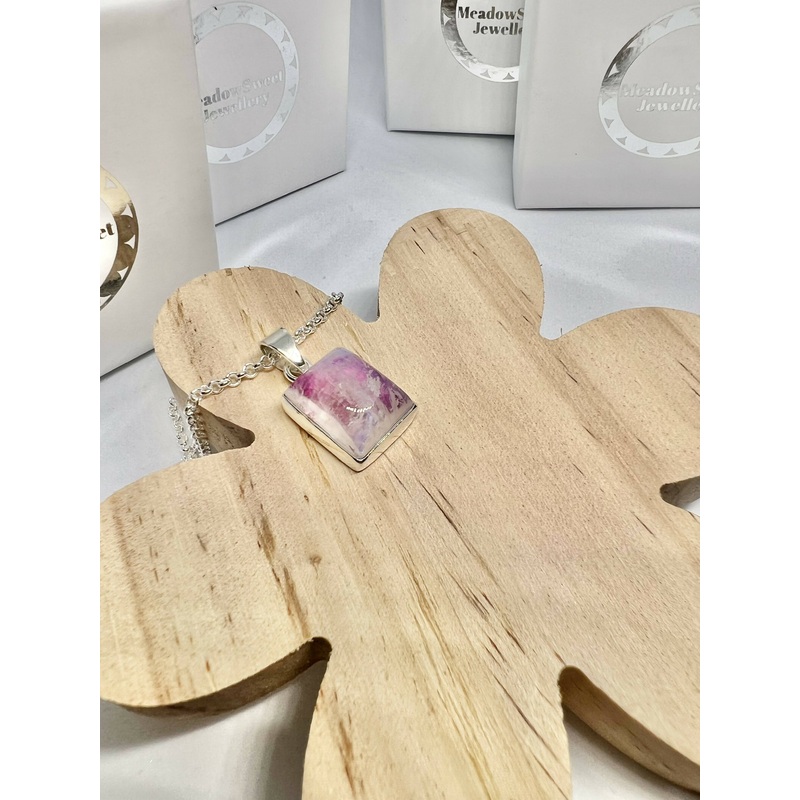 Pink Moonstone Square Necklace