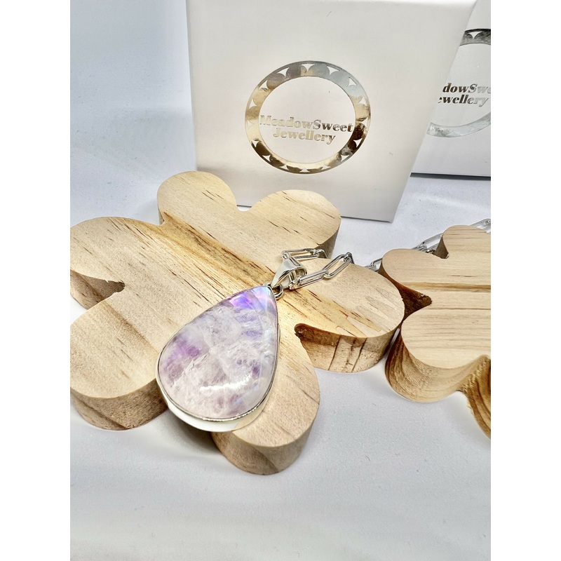 Pink Moonstone Teardrop Necklace