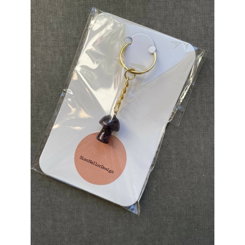 Purple Stone Mushroom Keyring