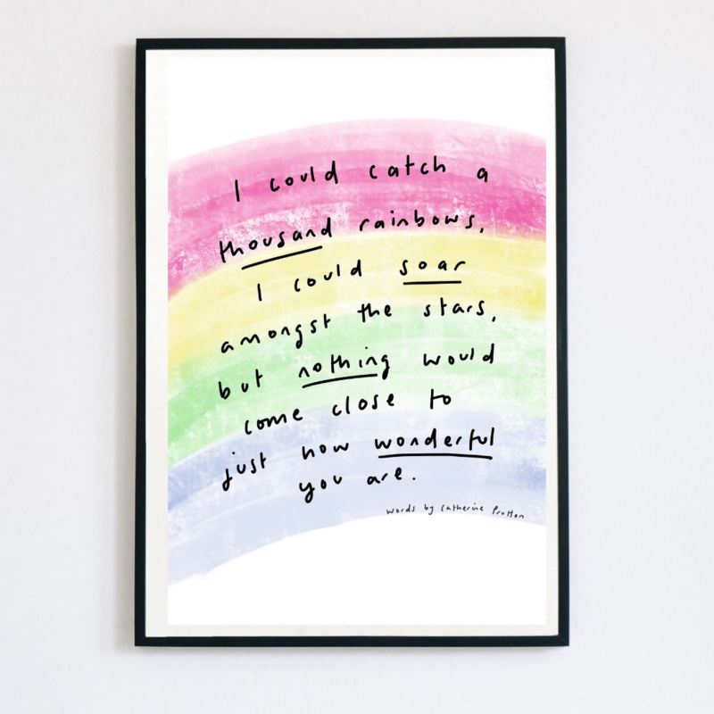 Rainbows Poem|A5 Unframed|A4|A6 framed|A5 Hanging Frame|A6 Hanging Frame