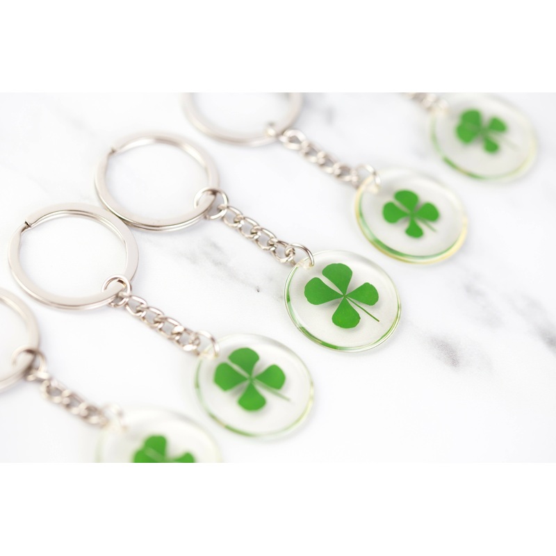 Real Pressed Four Leaf Clover Keyring