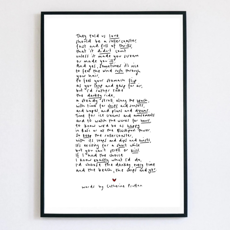 They Told Us Love Should Be A Rollercoaster Poem Print