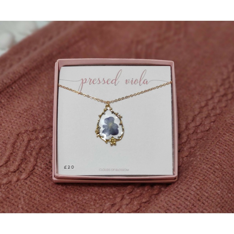 Viola Flower Bezel Necklace Gold Plated