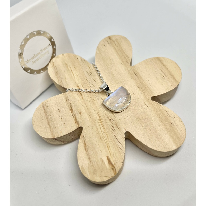 White Moonstone Moon Shape Necklace
