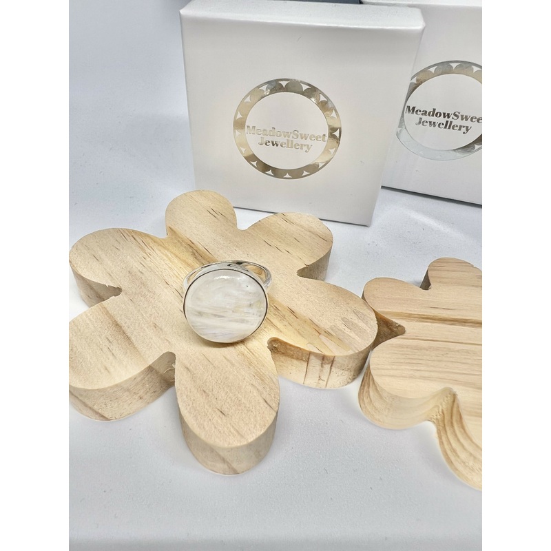 White Moonstone Ring Size S 1/2