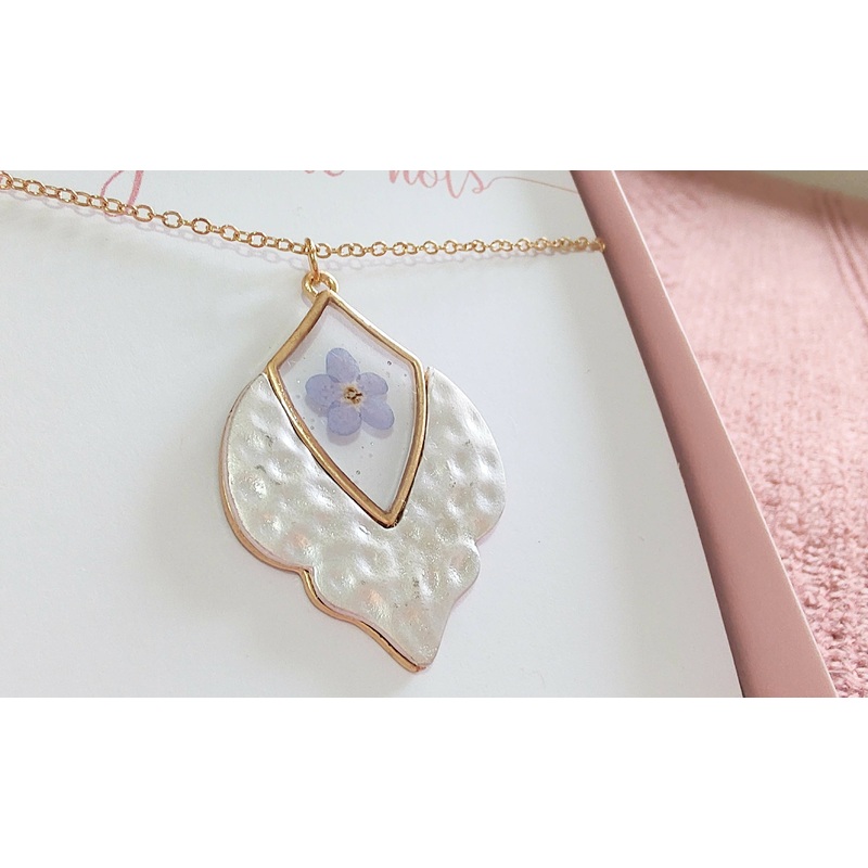 Forget Me Not Hammered Boho Pendant Necklace Gold Plated