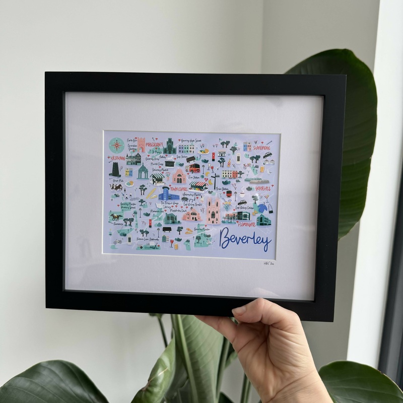 Framed 5×7 Beverley Map Art Print