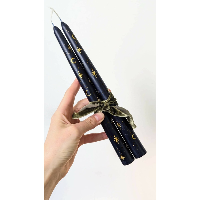 Hand Painted Star Taper Candles