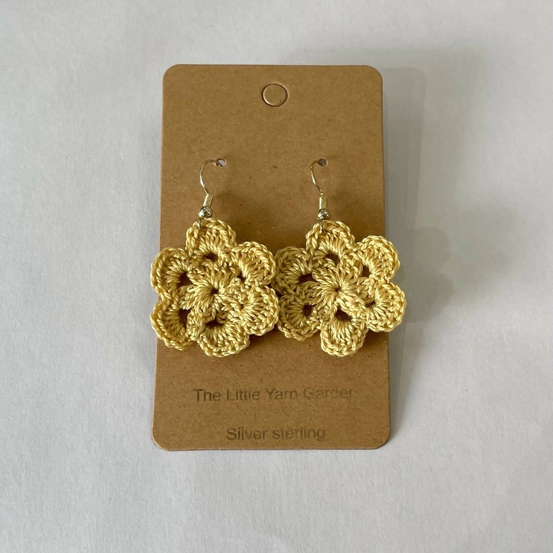 Yellow Crochet Flower Earrings
