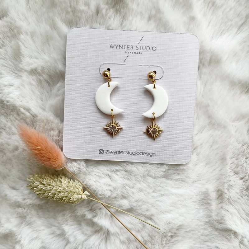 Celestial Luna Moon Clay Earrings