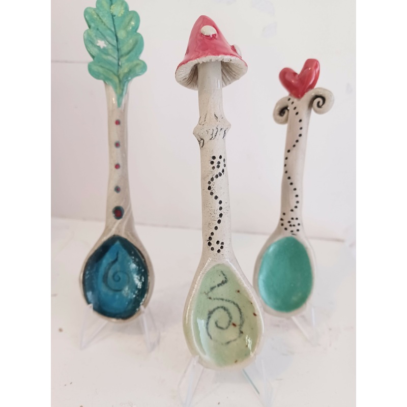 Ceramic Spoon|Leaf|Toadstool|Heart