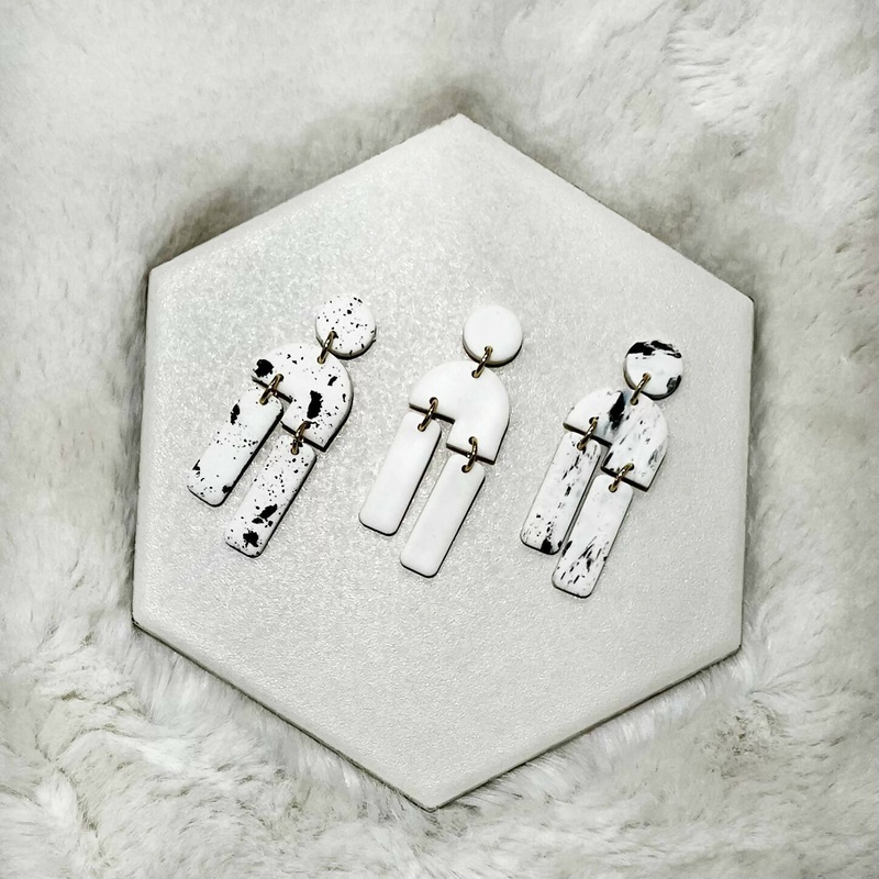 Clay Arch Earrings|Black / White Specks|Green|Coastal Blue|Sand