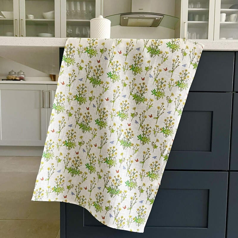 Linen Tea Towel – Buttercups