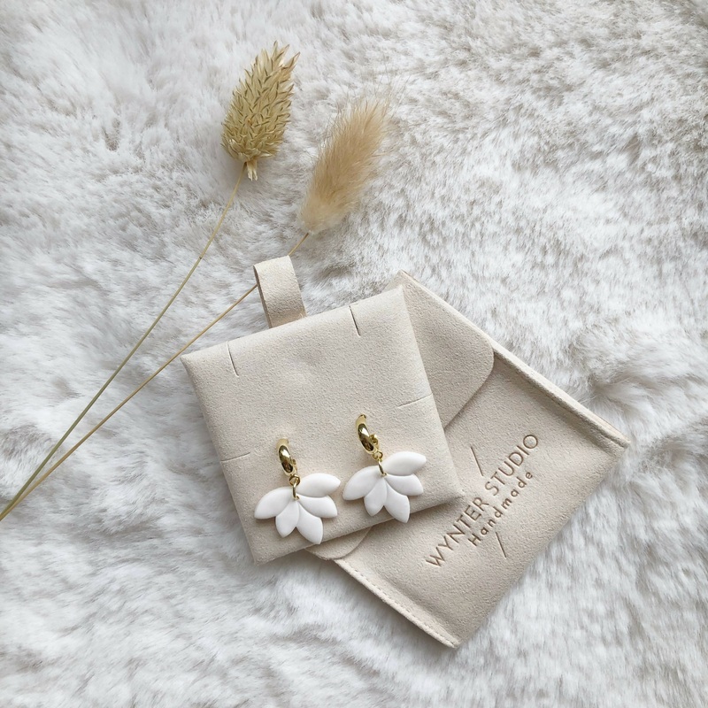 Lotus Leaf Clay Hoop Earrings|White|Blush Pink|Burgundy