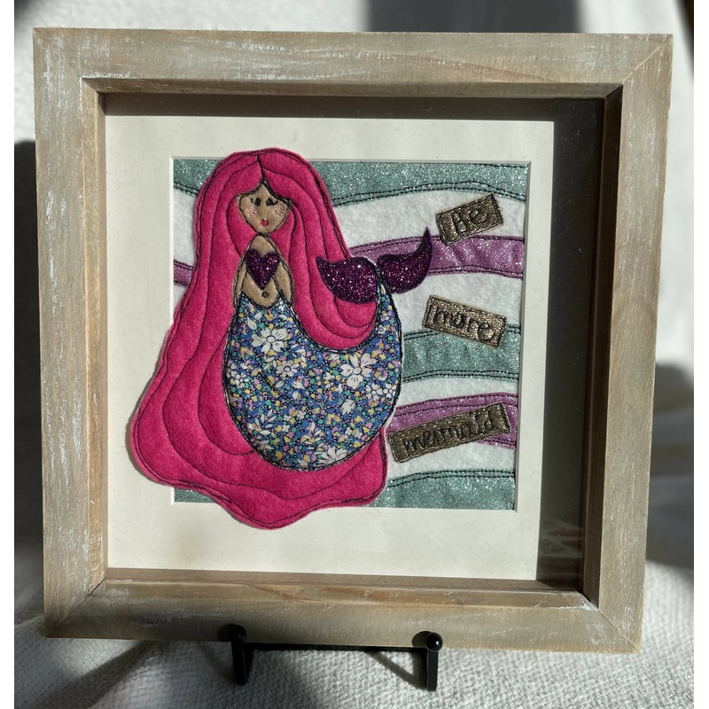 Mermaid Original Framed Textile Art