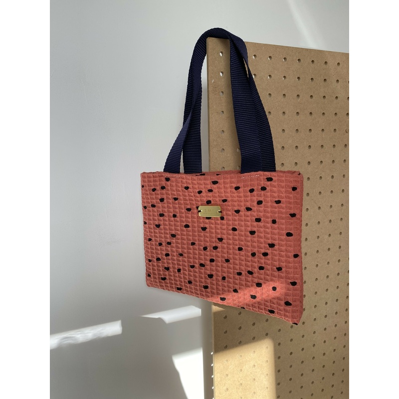 Mini Pink Spotty Waffle Tote Bag