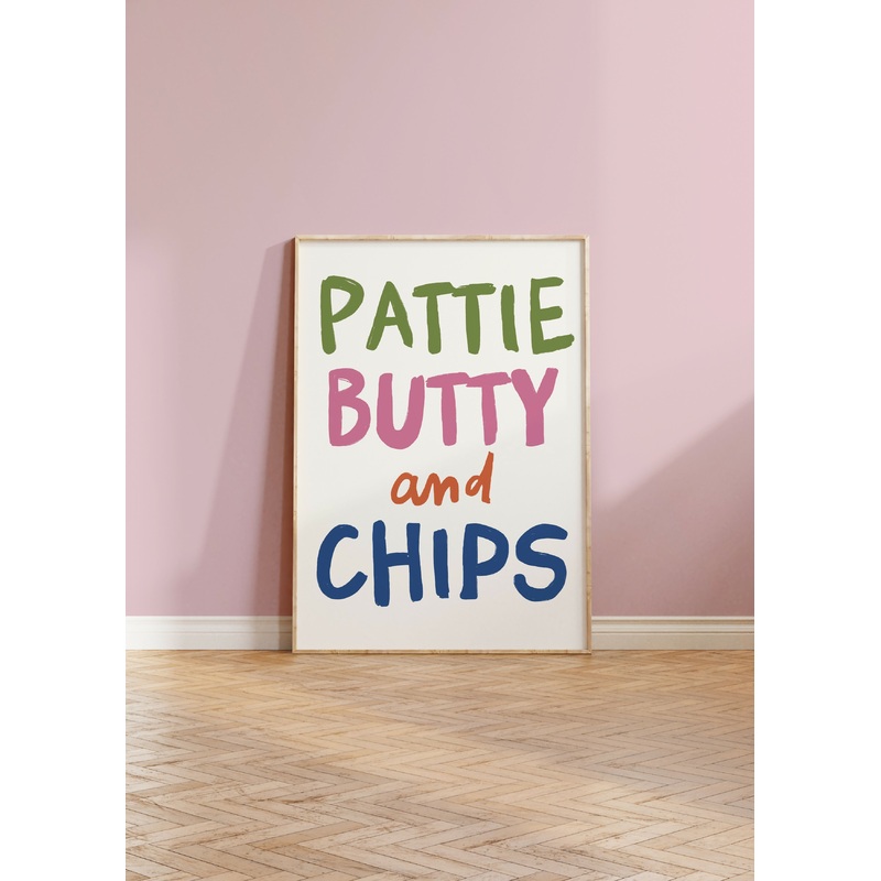 Pattie Butty & Chips Print|A5|A4|A3|Multi|Red|Black