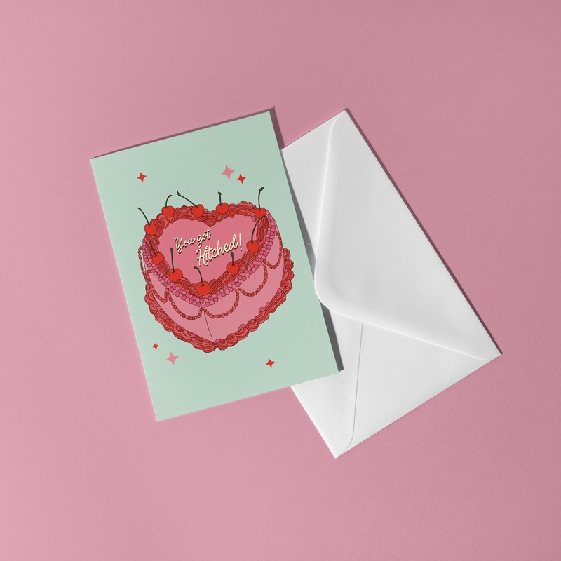 You Got Hitched Wedding Cake Card