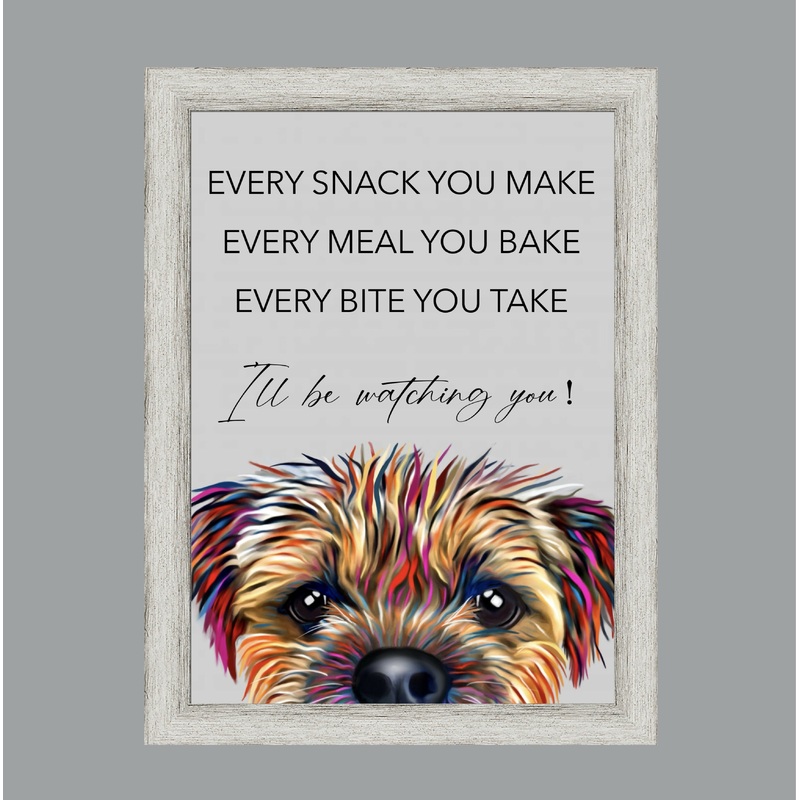 BORDER TERRIER DOG Watching You FRAMED ARTWORK.