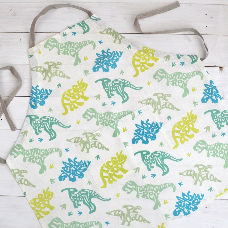 Children’s Linen Apron – Dinosaur Print