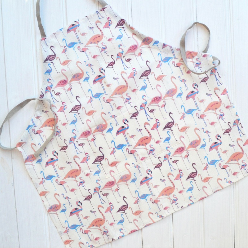 Children’s Linen Apron – Flamingo Print