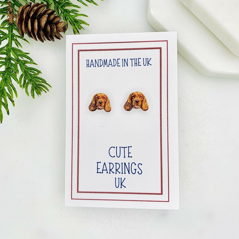 Cocker Spaniel Dog Stud Earrings