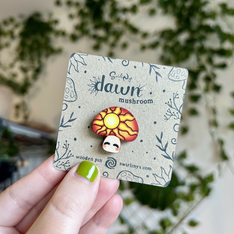 Dawn Mushroom Wooden Pin