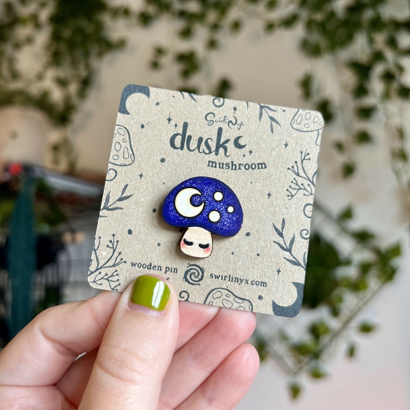 Dusk Mushroom Wooden Pin