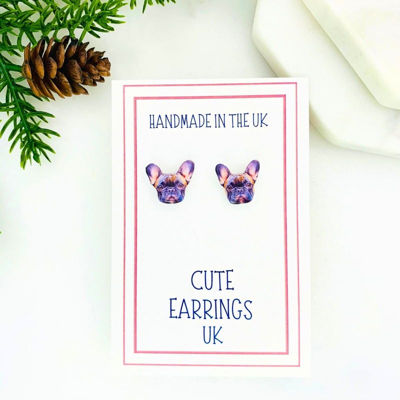 French Bull Dog Stud Earrings